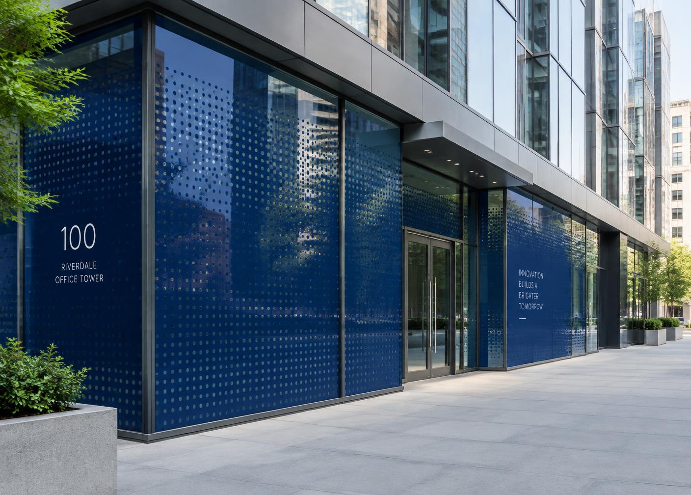 Office tower perforated wrap